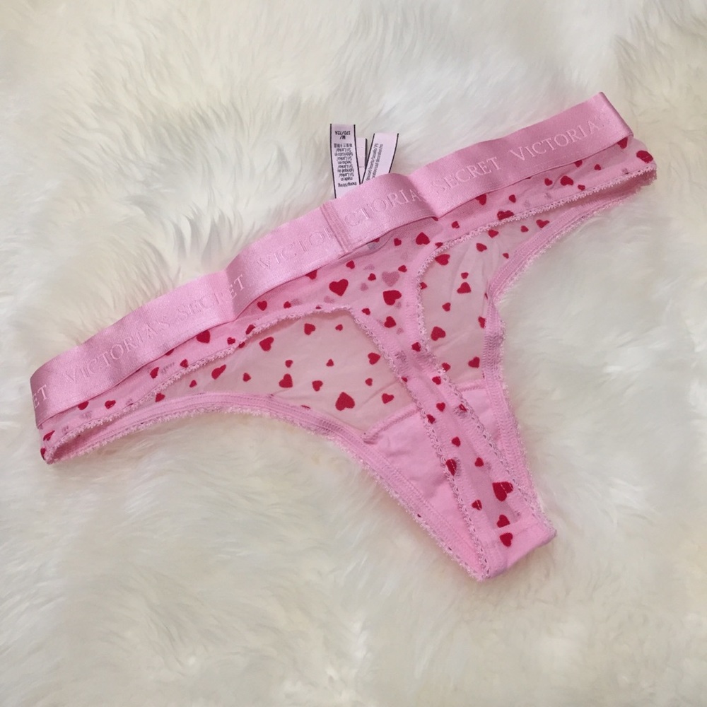 Hearts 💗Thong VS NWT Mesh Flocked Thong Valentine - Picture 15 of 16